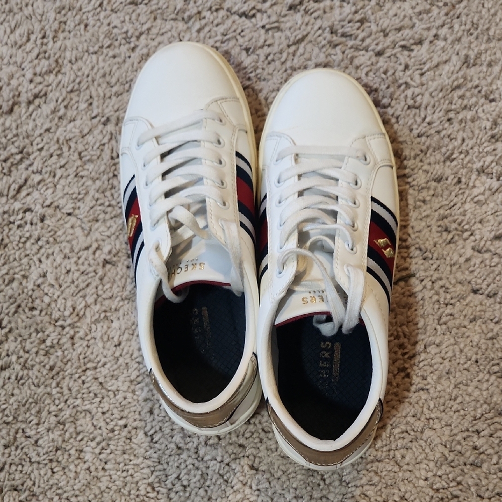 White Sneakers with Stripes